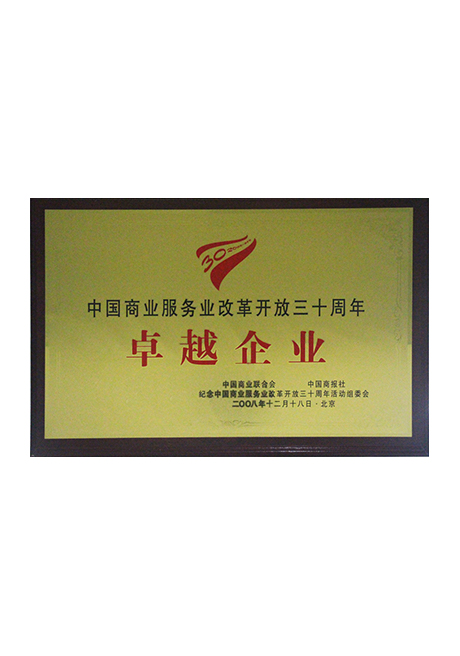 2008年中國(guó)商業(yè)服務(wù)業(yè)改革開放三十周年卓越企業(yè)